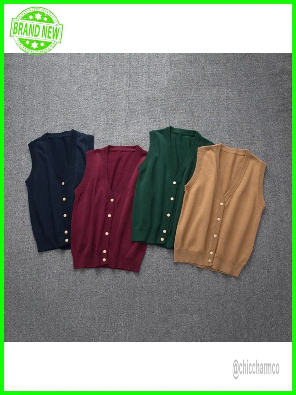 Cotton V Neck Sleeveless Button Down Cardigan Vest